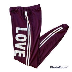 Love Cozy Striped Jogger Sweatpants Color Purple Graphic Size S NWOT (C3)
